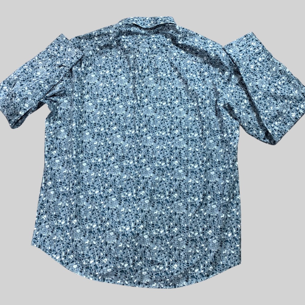 Bugatchi Ooohcotton Shirt Mens XL Cobalt Jax Double Sided Mosaic 8 Way Stretch - Picture 2 of 11
